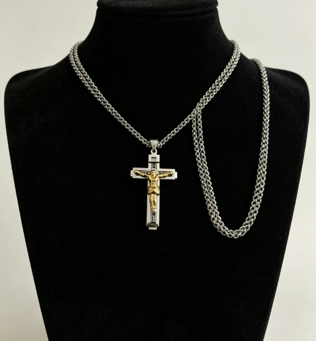Cash on Delivery – Men's Minimalist Faith Cross Necklace – Stainless Steel with Inscriptions, Durable Fashion Accessory for Daily Wear, Gift for Men – Halo Accessories