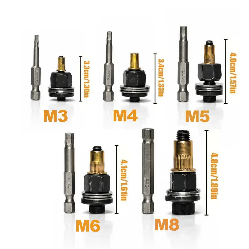 Head Rivet Nut Tool Kit - M3 M4 M5 M6 M8 Carbon Steel Rivnut Set, Manual Threaded Rivet Nut Tool for Automotive Repair
