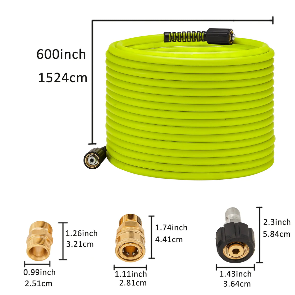 M MINGLE Car High Pressure Cleaning Hose 50-Feet with 1/4 Inch Plug M22 Connector & 2 Adapters Heavy Duty Car Wash Hose