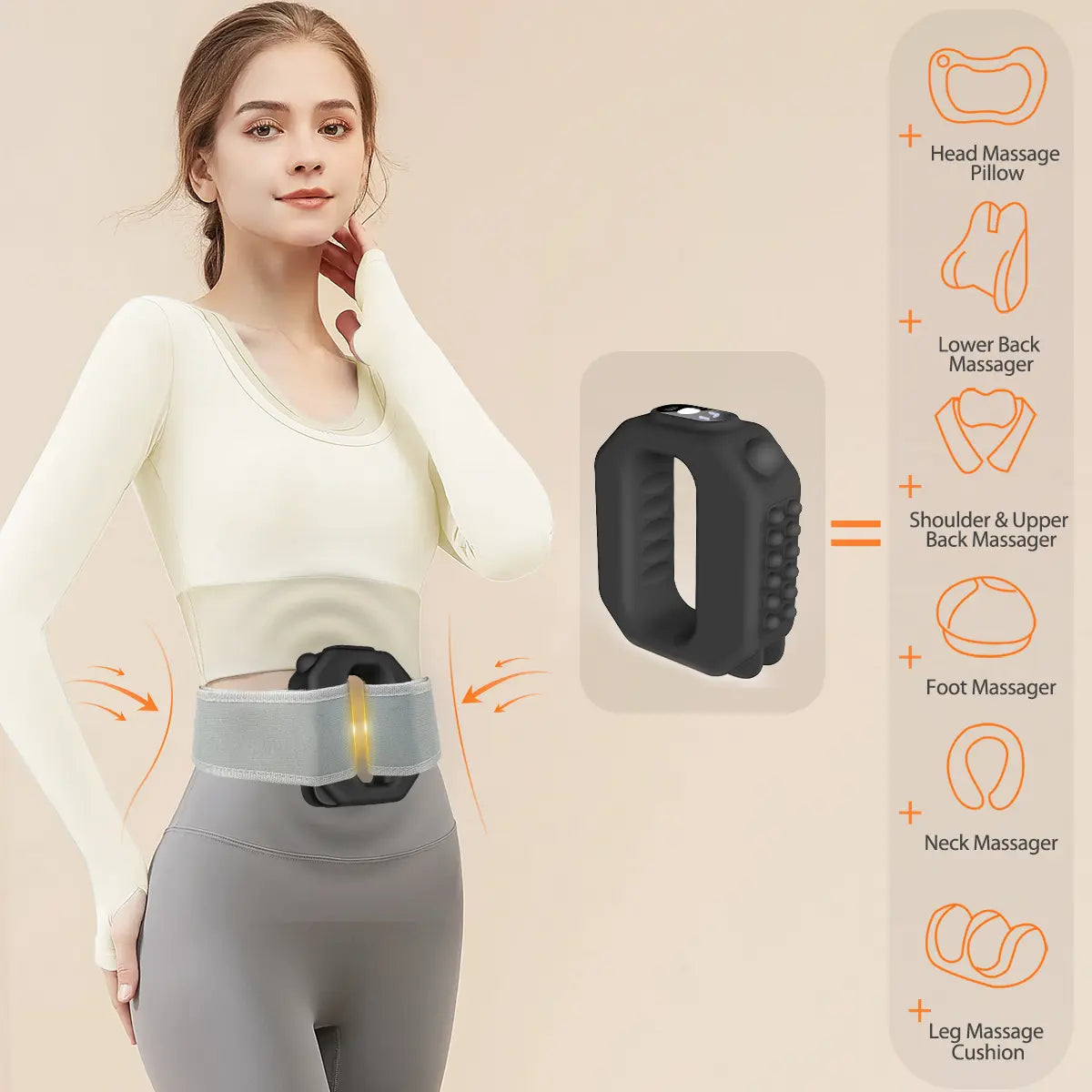 Fascia Ring R10 Muscle Recovery Device - Cordless, Adjustable Strap, Waist and Back Massager