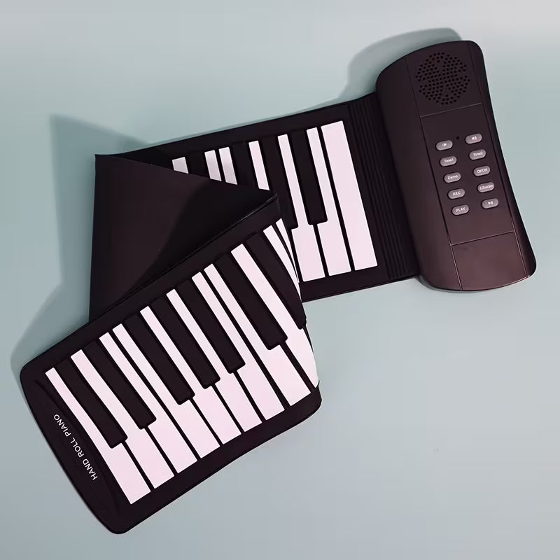 61-Key Hand-Rolled Piano – Beginner Electric Piano, USB Powered, Portable with Silicone Keys