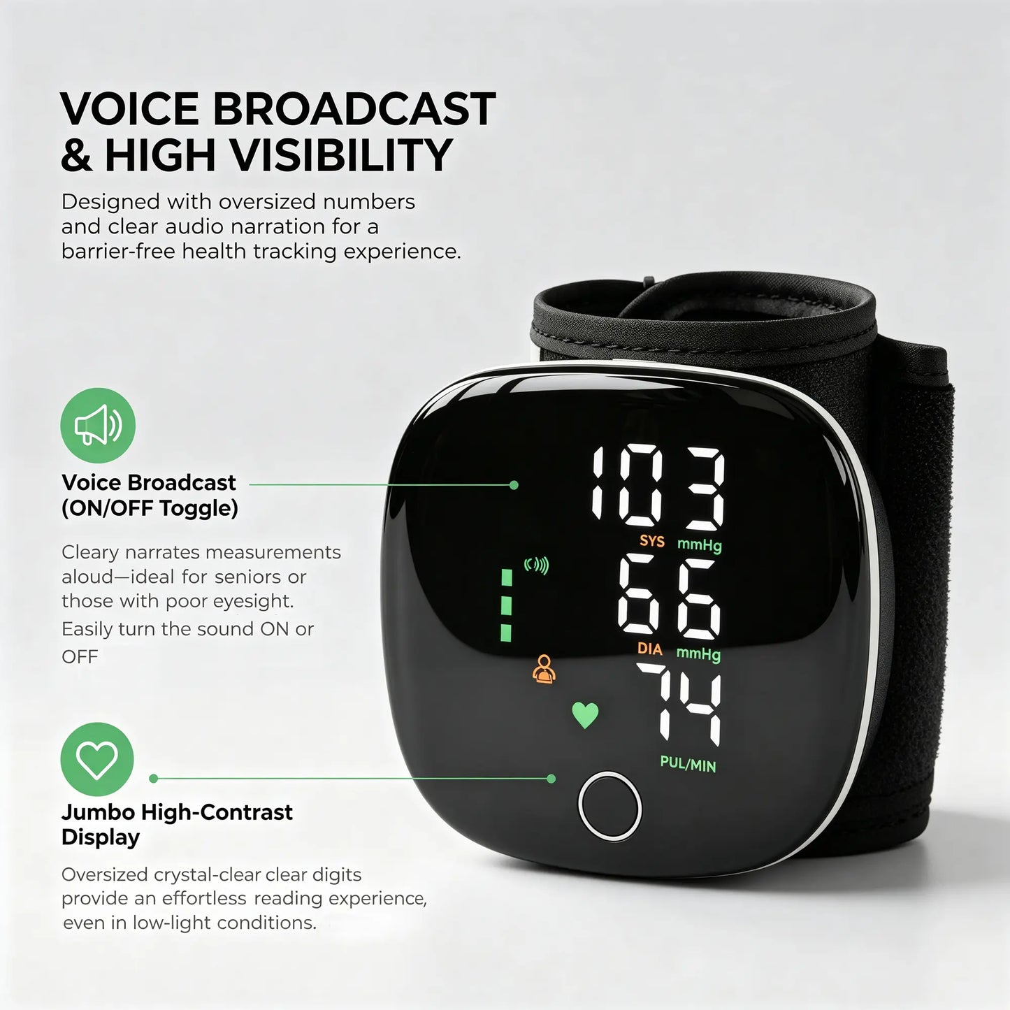 Wrist Blood Pressure Monitor with Voice Readout - 99x2 Memory, Large LED Display, Carrying Case for Family Healthcare
