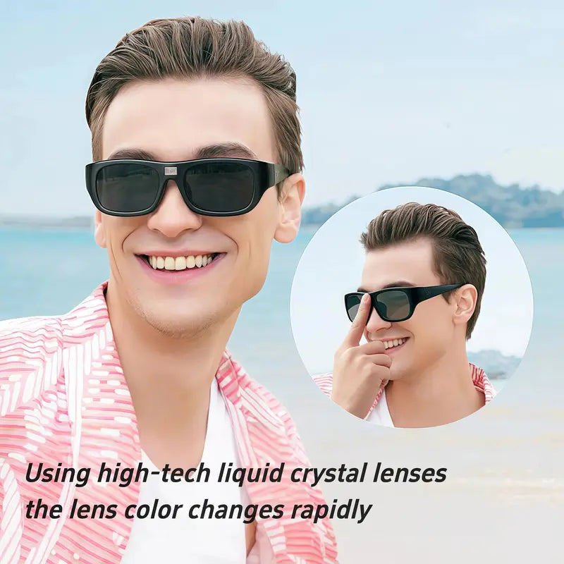 Square Color-Changing Polarized Sunglasses - UV Protection Smart Photochromic Auto-Tint Eyewear with Lightweight TR Frame for Men and Women