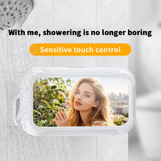 White Waterproof Phone Holder, 360° Rotatable Wall Mount Shower Phone Case, No Drilling Adhesive Mount, Phone Bracket for Bathing or Video Watching