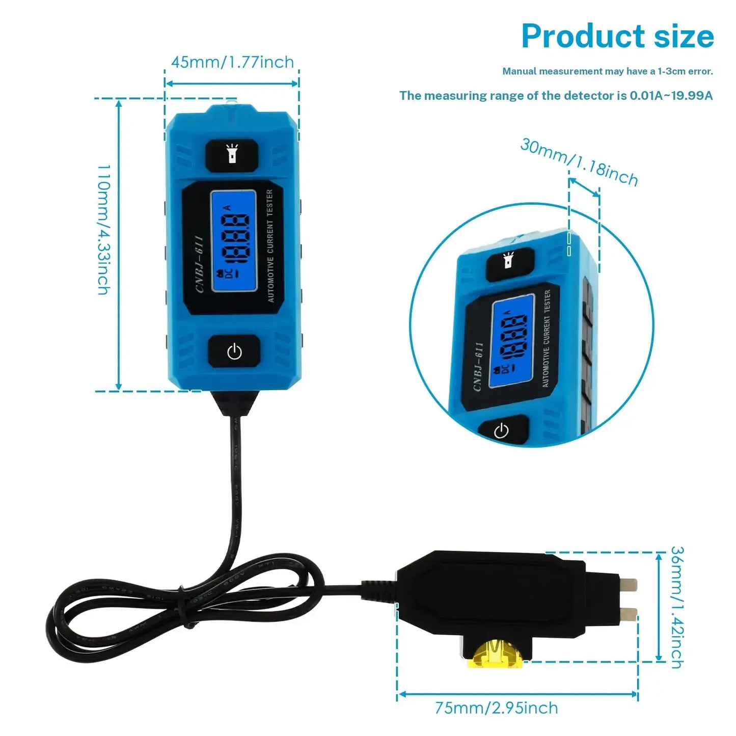 Car Circuit Tester with Display - Accurate 48V Automotive Fuse Tester, Portable Electrical Fault and Current Diagnostic Tool