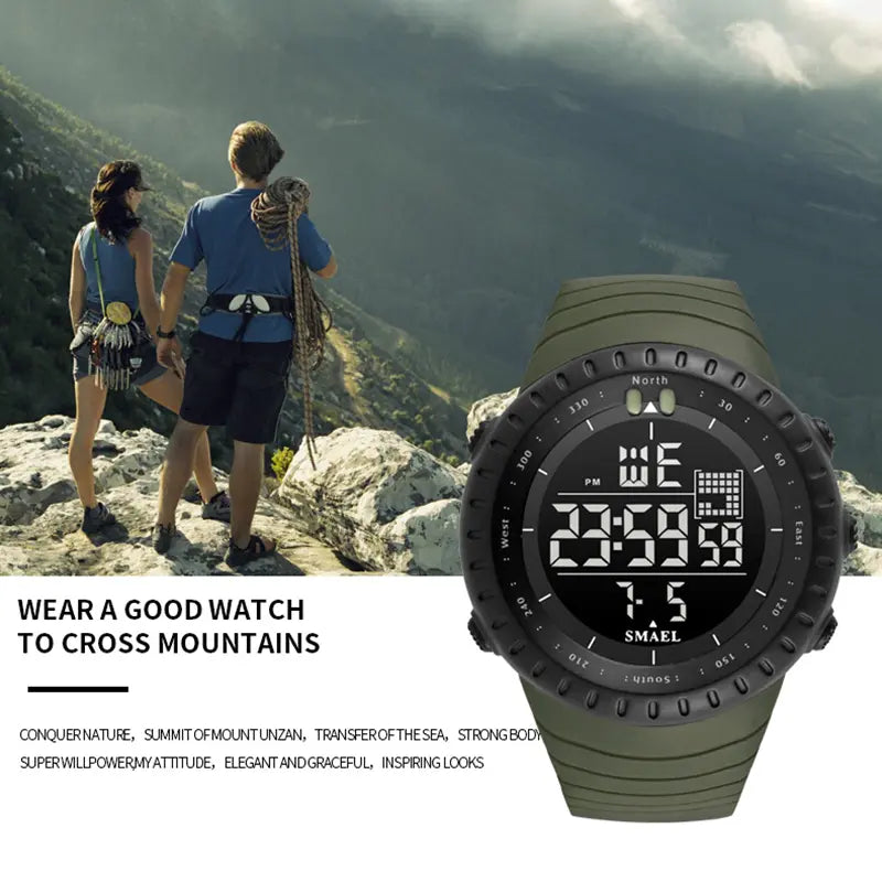 SANDA Men's Sports Digital Watch - Water Resistant, LED Light, Alarm, Outdoor Fashion Wristwatch