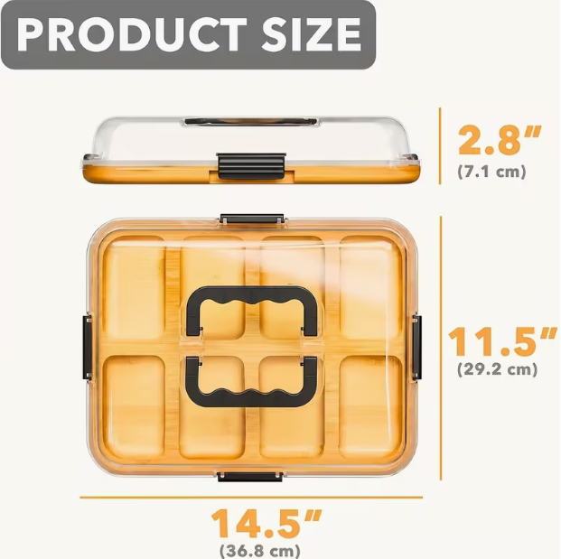 Bamboo Cheese Tray with Transparent Acrylic Lid – Portable Deli Platter for Camping, Parties & Restaurants, Serving Tray for Appetizers, Charcuterie & Snacks, Secure Snap-on Lid