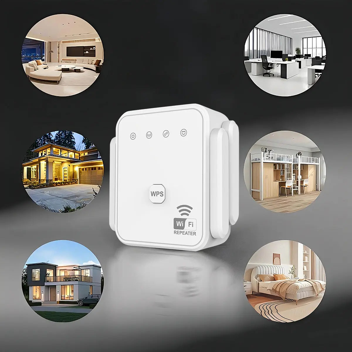 1200M WiFi Extender 4-Antenna Dual Band AC1200 Repeater - Supports 2.4G and 5G, Plug and Play for Home and Office