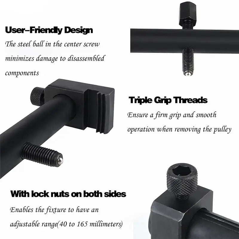 Universal Ribbed Drive Pulley & Crankshaft Remover Tool – Adjustable Puller for A/C Unit, Water Pump, Automotive Use