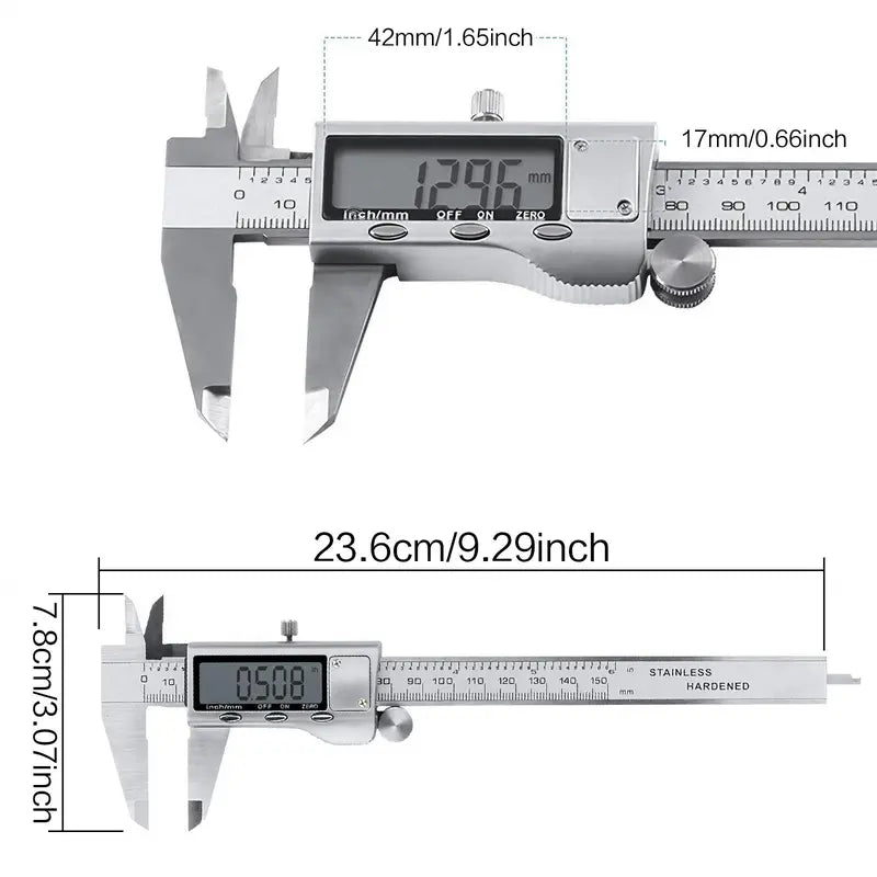 Digital Vernier Caliper – Stainless Steel, Electronic Display with Inch/mm Conversion, Portable & Accurate Hand Measuring Tool for Home Use