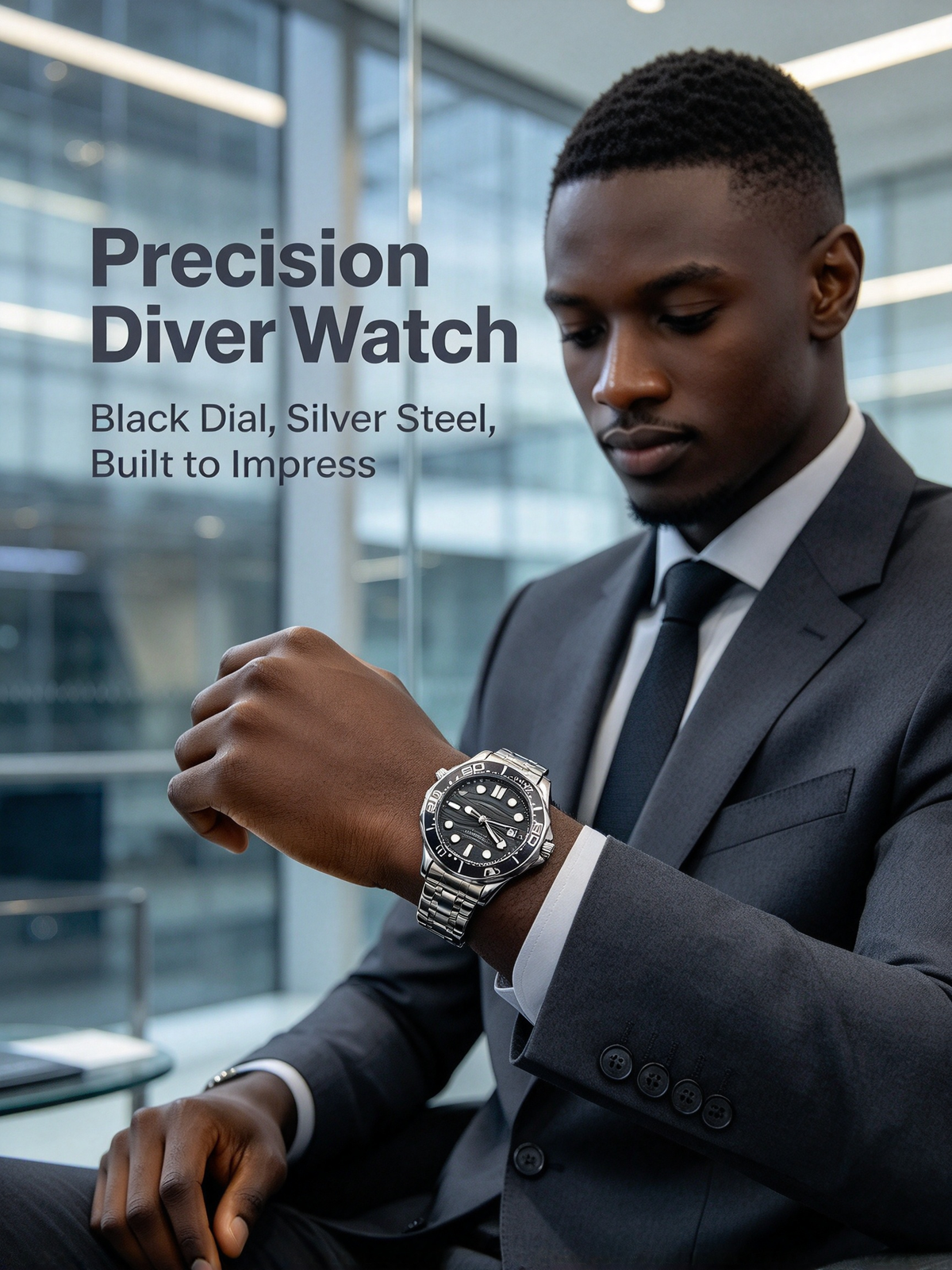 Seamaster 300 Style Automatic Mechanical Watch - Men's Business Wristwatch with Water Resistance and Luminous Hands
