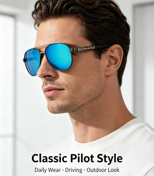 Premium Polarized Pilot Sunglasses for Men - UV400 Protection for Driving and Outdoor Activities