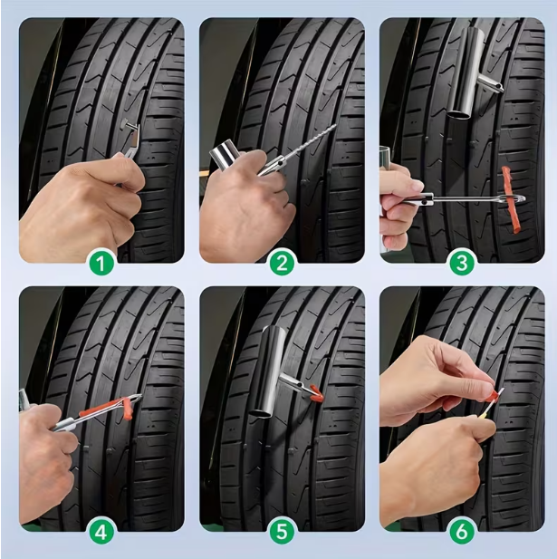Car Tire Repair Tool Set – Vacuum Quick Patching Kit, Motorcycle & Electric Vehicle Maintenance Toolbox