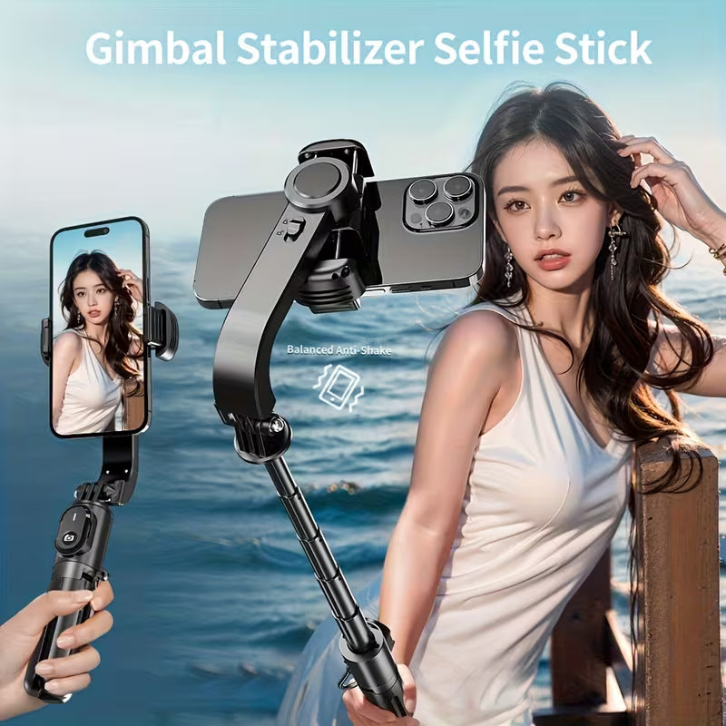Single-Axis Handheld Gimbal – Detachable Remote, Telescopic Selfie Stick for Vlogging & Live Streaming