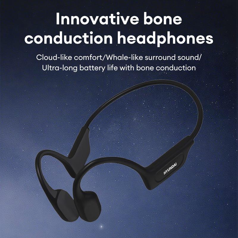HYUNDAI G06 Black Bone Conduction Neckband Wireless Earphones Bluetooth 5.4 Waterproof Sports Headphones