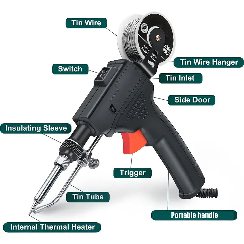 Soldering Iron Kit - Corded Internal Heat Electric Welding Tool with Welding Wire for Circuit Board and Electronic Repair