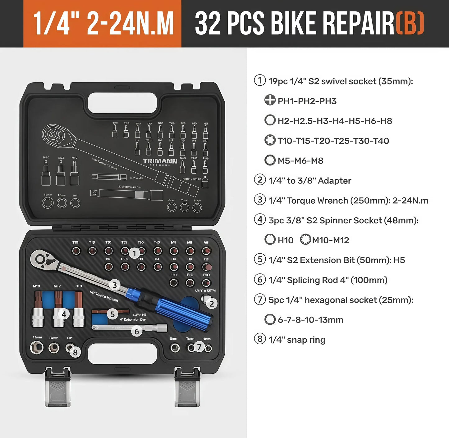 High Durability Torque Wrench Socket Spanner Kit - Precision Fastening Tool for Bicycle and Motorcycle Maintenance