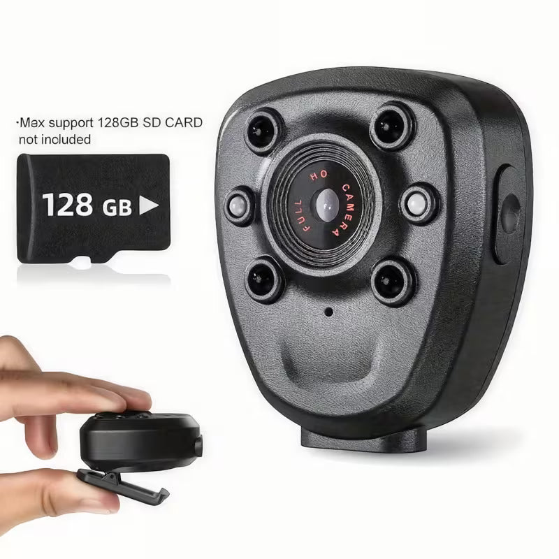Rechargeable HD Body Camera – 32GB Memory Card, Touch-Controlled Night Vision, Audio & Wearable Video Recorder
