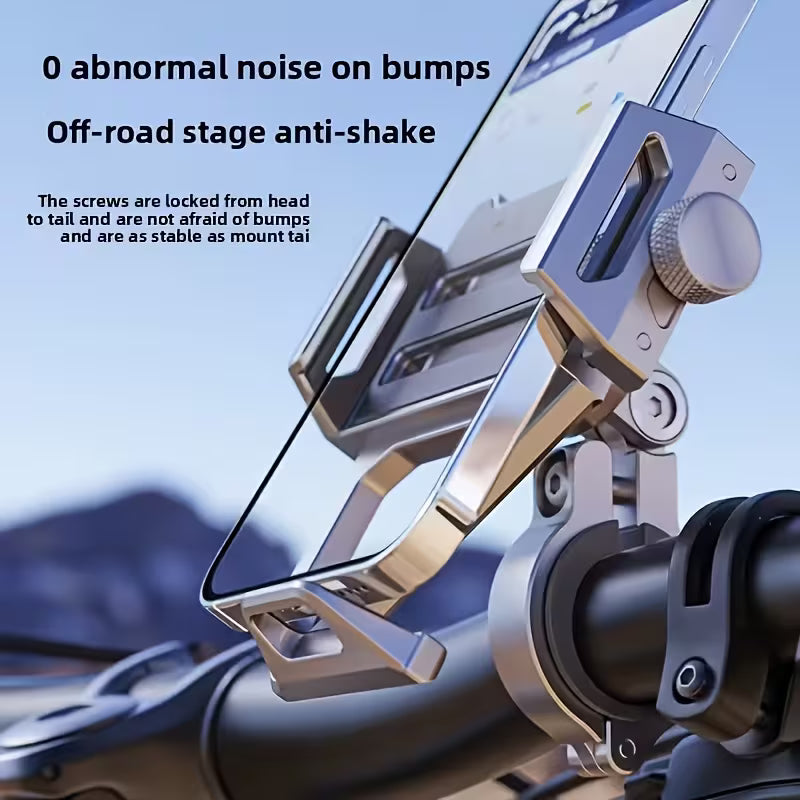 360-Degree Rotatable Aluminum Alloy Phone Holder, Universal Anti-Shake Navigation Mount
