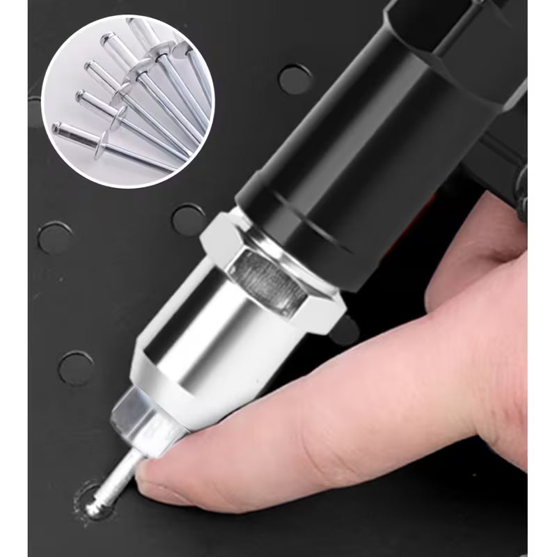 Rivet Gun Kit – Nylon or Aluminum Alloy Casing, 4 Tip Sizes, Fits Electric Drills (Accessories Only, No Rivet Gun Included)