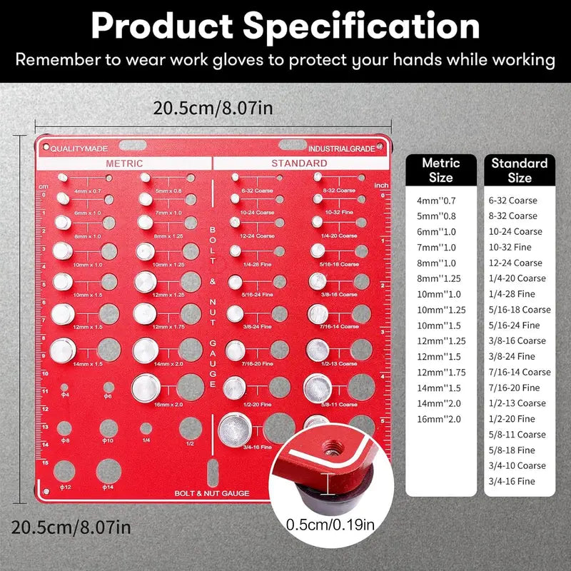 Metric & Standard Thread Checker – 42-Point Thread Checker, Test Gauge Set, Thread Size Identification Board, Hand Measuring Tool for Efficient DIY Projects