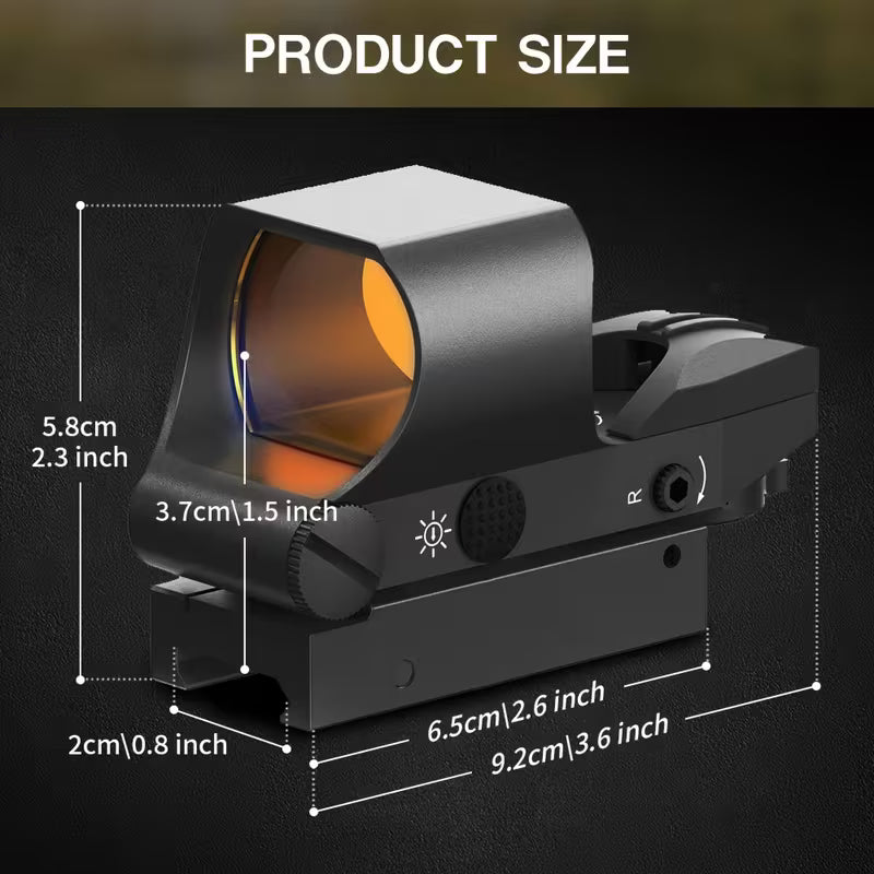 Tactical Holographic Red Dot Sight – No Parallax, Day & Night Use for Hunting & Quick Aiming