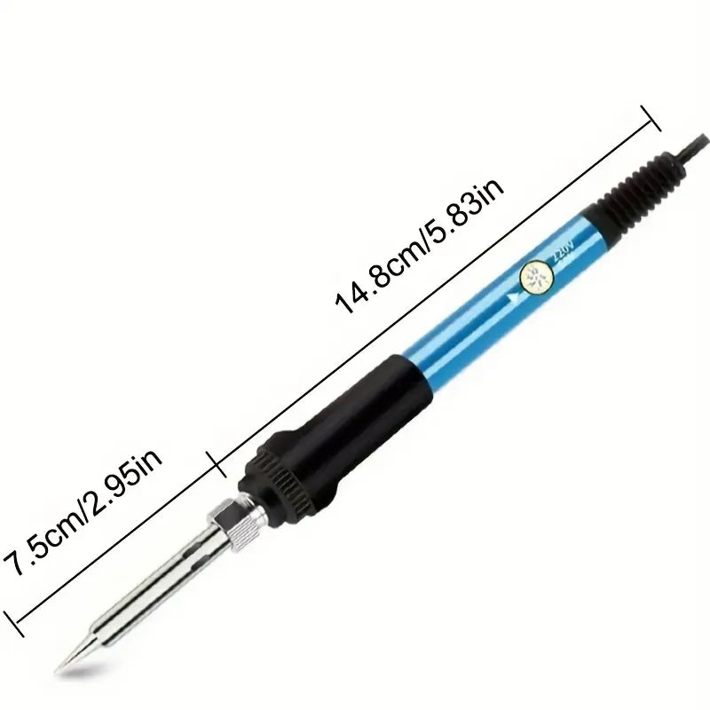 Adjustable Temperature Electric Soldering Iron Set – 110V 60W, 200–450°C, Includes 5 Tips, Stand & Cleaning Sponge