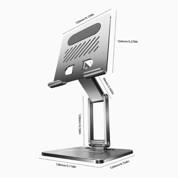 All-Metal Desktop Rotating Tablet & Phone Stand – Adjustable, Foldable, Universal, Compatible with iPad