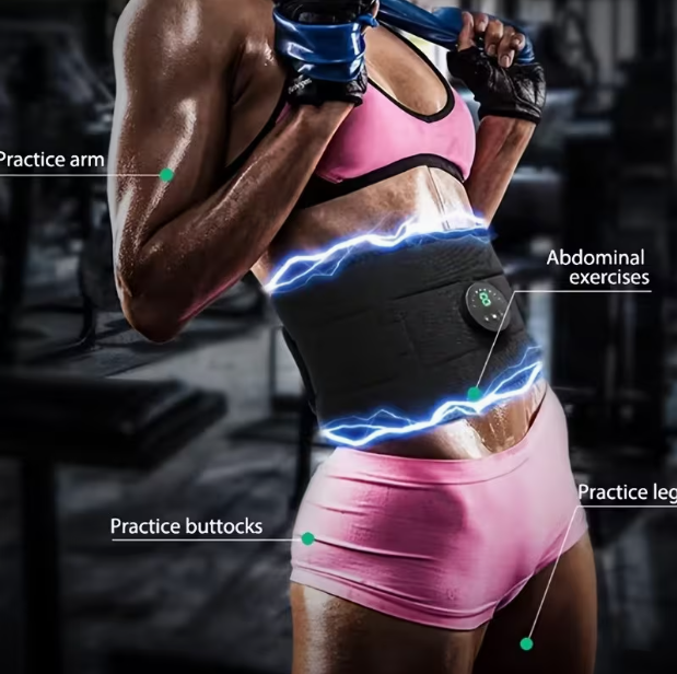FDA-Cleared EMS Muscle Stimulation Belt – 6 Electrode Pads, 6 Modes, 20 Intensity Levels, Abdominal & Waist Trainer, with Moisturizing Spray, for Home & Gym