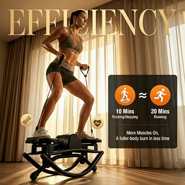 Silent U-Shaped Rocking Stepper – Includes Resistance Bands & Mat, Left-Right Swing, Compact Fat-Burning Machine for Home & Small Spaces, No Battery