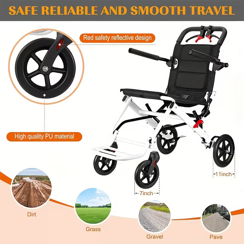 Foldable Hand-Operated Wheelchair – Lightweight, Portable for Adults & Elderly Travel