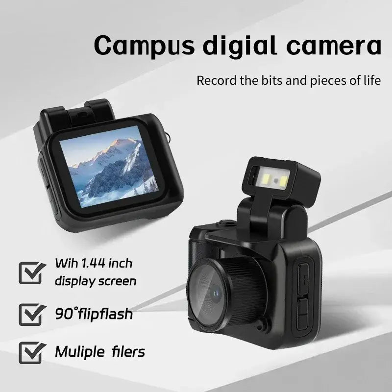 Mini Retro 32GB Camera with Built-in Screen – 1080P HD Video & Photo, Keychain Design, Compact & Rechargeable (Black)