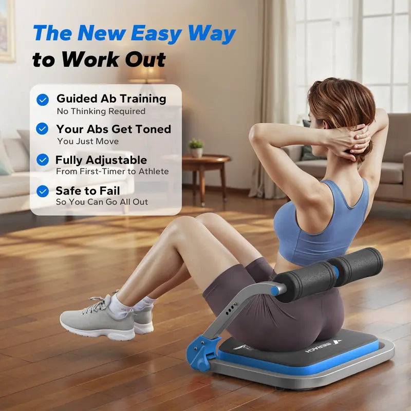 Sit-Up Ab Crunch Machine - 3-Level Adjustable Core Trainer, Compact Abdominal Workout System for Home Gym