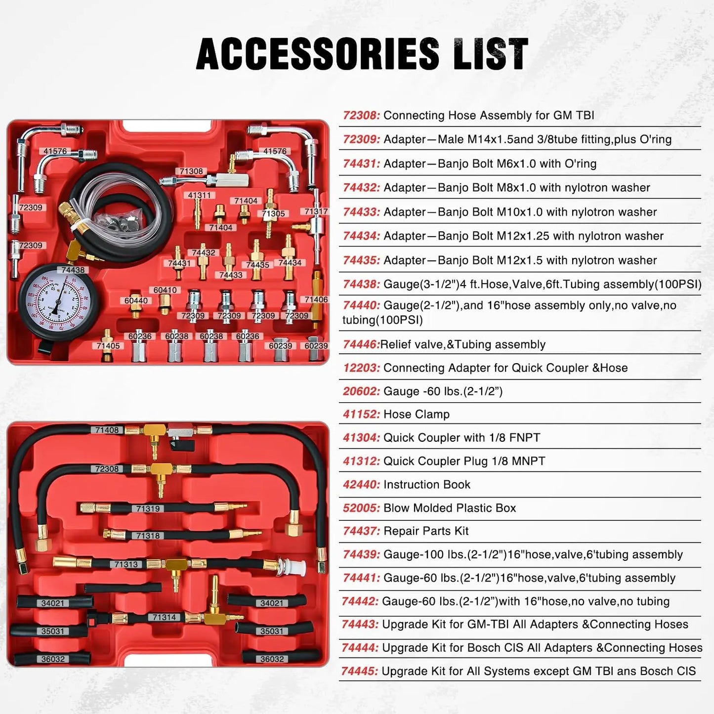 Brass Fuel Injection Pressure Tester Kit - 0-140 PSI Gauge for Leak Detection in Cars and Trucks