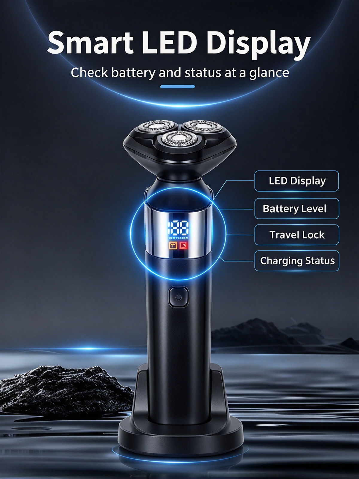 3-in-1 Electric Shaver Set for Men - Nose Trimmer, Beard Trimmer with Smart Digital Display and Fully Washable Body
