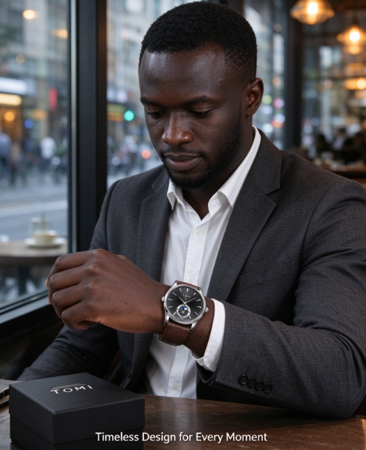 TOMI New Fashion Round Watch - Korean Style Minimalist Casual Wristwatch with Calendar for Men and Women