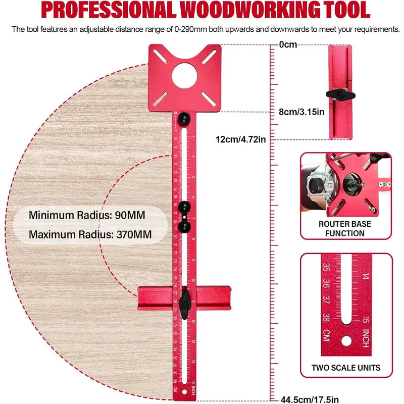 4-in-1 Router Milling Groove Bracket - Aluminum Alloy Circle Cutting Jig for Woodworking