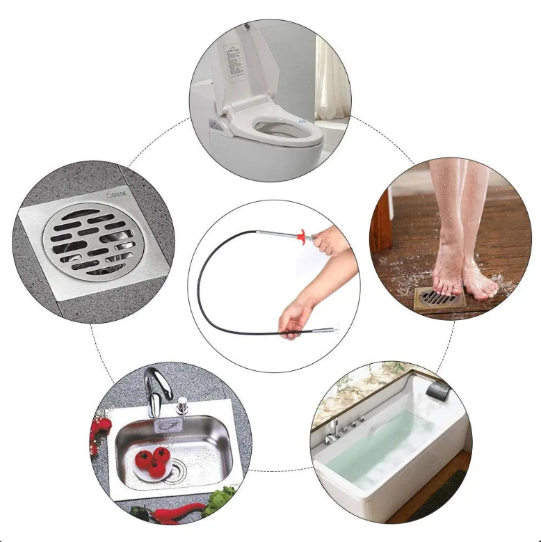 Flexible Grabber Claw Pick Up Reacher Tool, 4 Claws Bendable Hose Pickup Tool for Sink, Drains, Toilet Cleaning