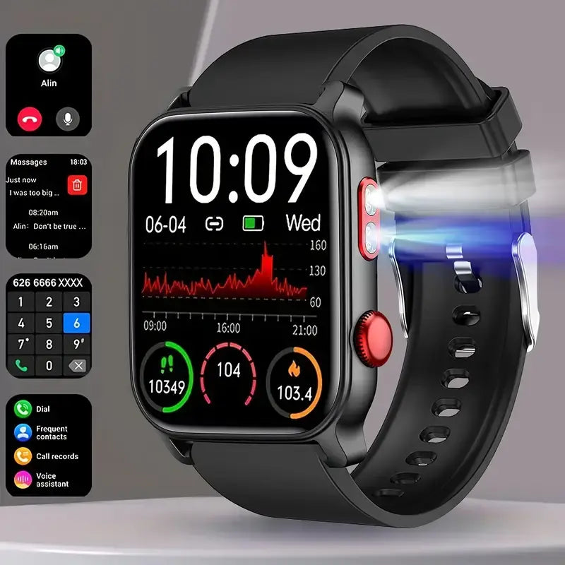Smart Watch for Men and Women with Call/Message Reminder – 1.83 Inch Touch Screen Fitness Watch – Heart Rate/Sleep/Calorie/Step Monitor, Emergency Flashlight, Activity Tracker for Android & iOS