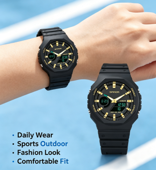 SANDA Casual Unisex Sports Digital Quartz Watch - Water Resistant, Fashion Luxury Wristwatch