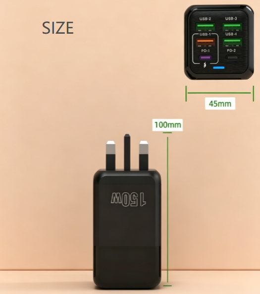 150W Super Fast Charging Head - Multi-Port Desktop Charger and Multifunctional Adapter