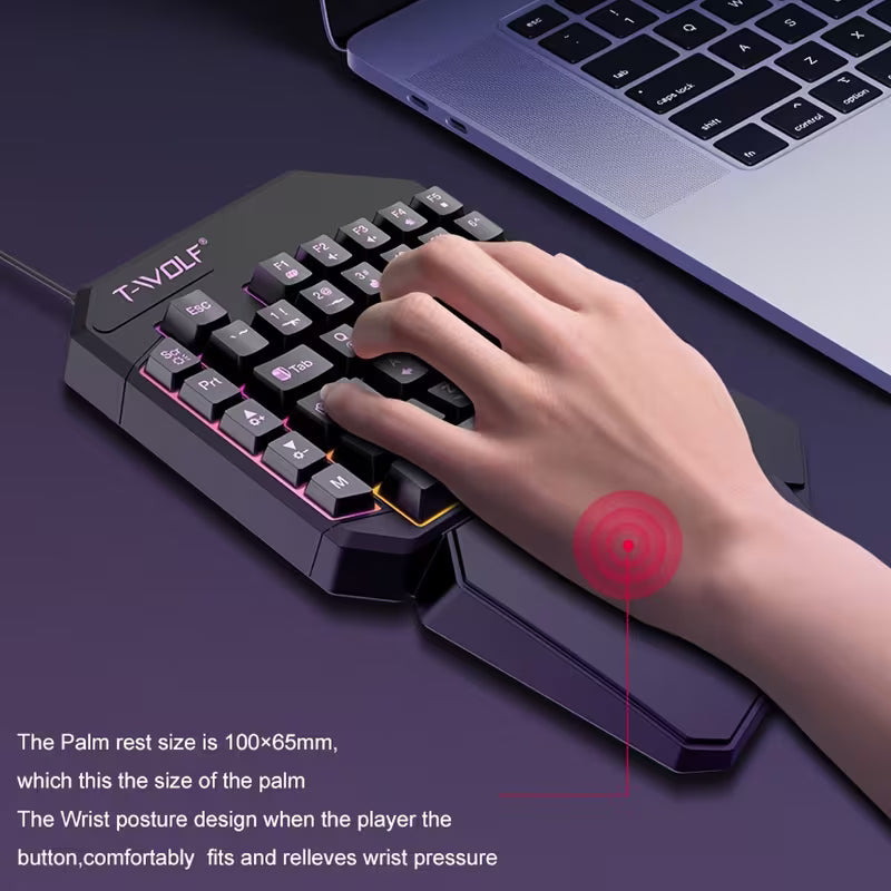 Single-Handed Mechanical Keyboard – Luminous, Compact & Portable for Gaming & Office