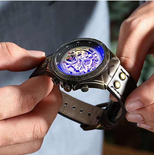 Men's Automatic Skeleton Mechanical Watch – Business & Sport Style, Retro Sci-Fi Design, Elegant Stable Movement