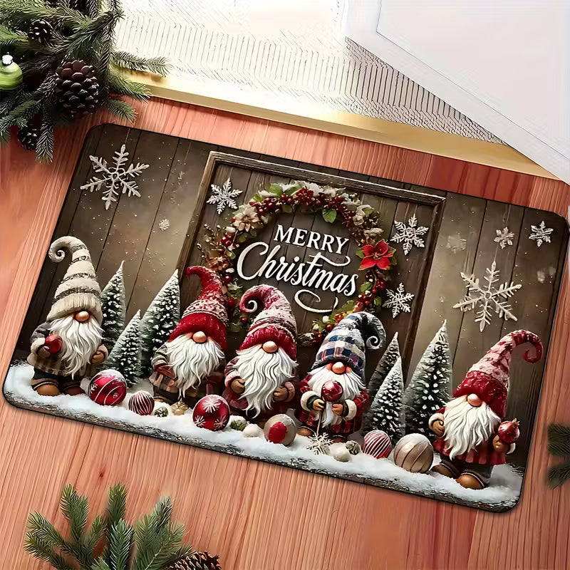 2Pcs Christmas Santa Non-Slip Doormat – Machine Washable for Indoor/Outdoor