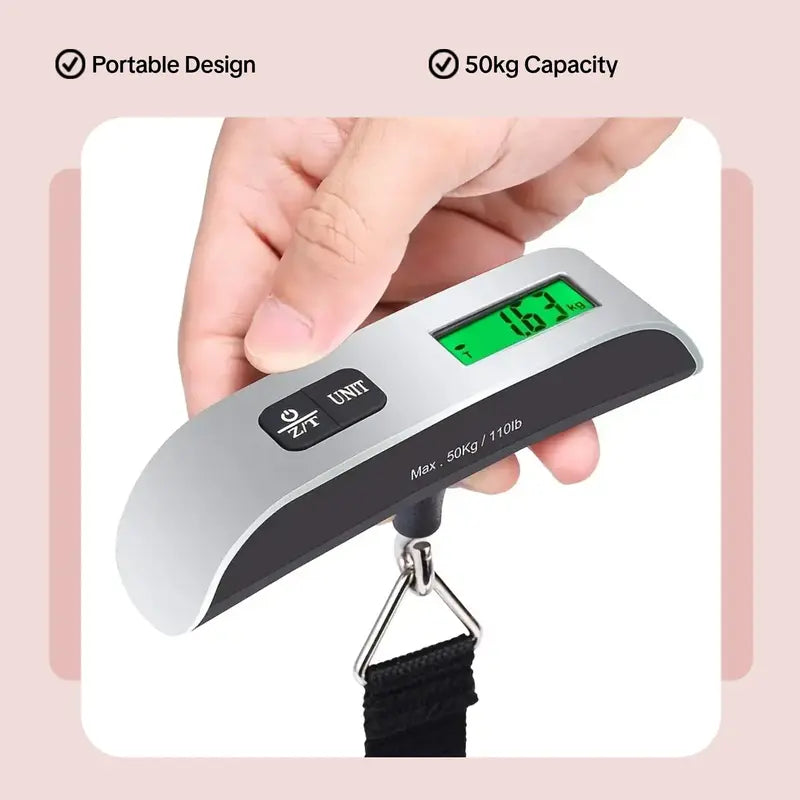 🔥 Clearance Special – Order 1 Get 2 🔥 – Portable Electronic Luggage Scale, 50kg Heavy Duty Mini Hanging Scale for Luggage, Fishing & Parcels, Outdoor Fishing Accessory