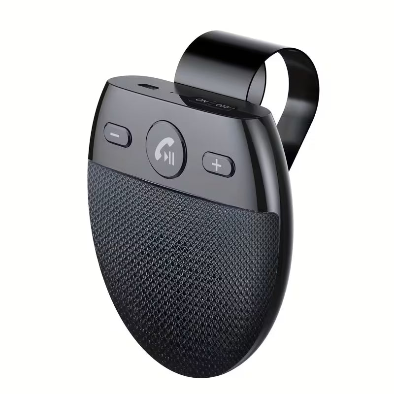 Car Hands-Free Speakerphone – Sun Visor Kit with Mic, Auto Power-On & Music Playback