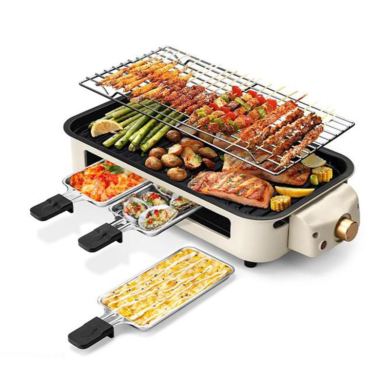 Electric Indoor Grill,2 in 1 Indoor Grills for Kitchen with Grill Net & Non-Stick Cooking Removable Plate, Temperature Control, Dishwasher Safe, 1500W Smokeless barbecue Universal Griddle