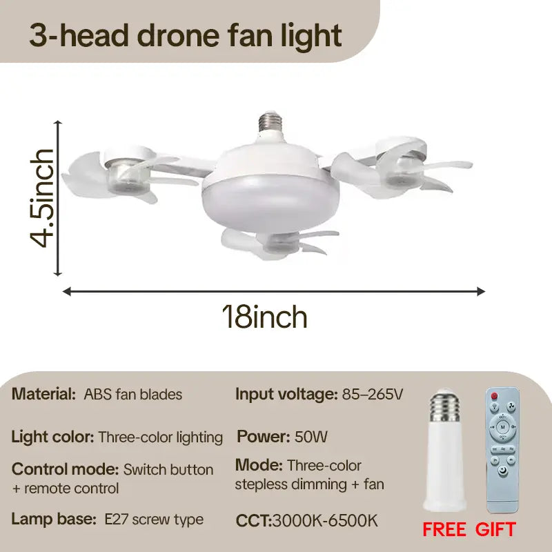 Smart Ceiling Fan with Light, E27 Socket, Remote Control, Adjustable Brightness & 3-Speed Settings for Bedroom, Living Room image 9