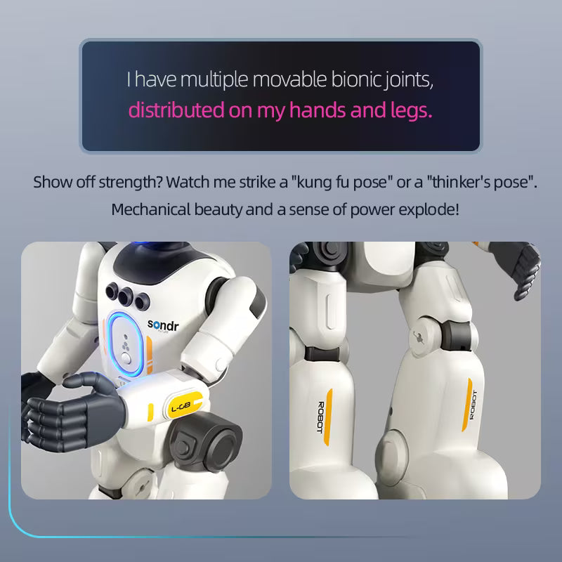 AI Smart Remote Control Humanoid Robot – Pose Control Joints, Gesture Sensor, Voice Recording, Interactive Dancing & Coding Toy for Kids