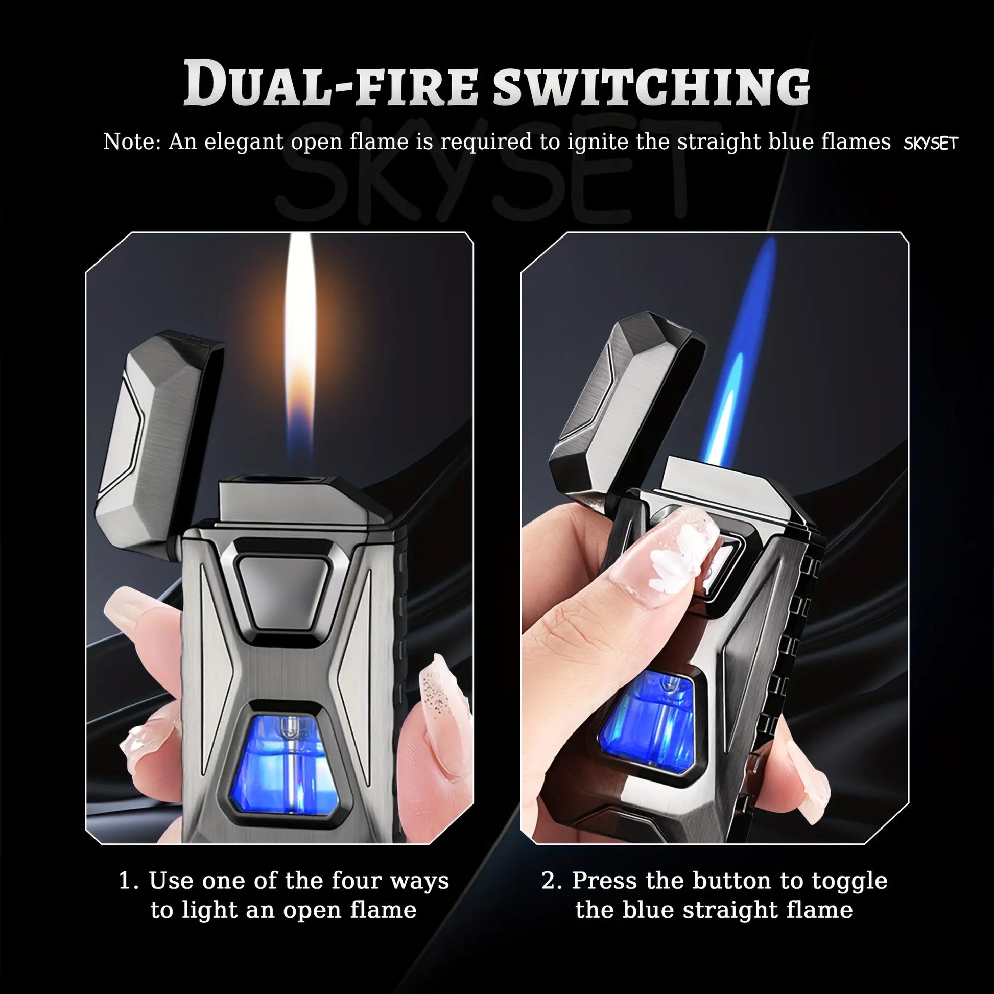 Rechargeable Type-C Butane Men's Lighter, Intelligent Voice Control Electronic Ignition, Stainless Steel Windproof Fast Charging Tool, Gift-Box Unboxing Gifts for Him Adult image 6